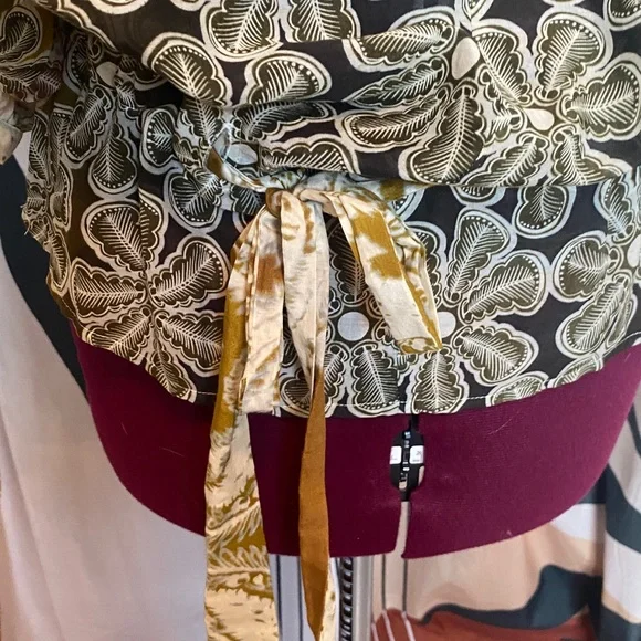 Anthropologie Burlapp Cotton Silk Floral Blouse Small